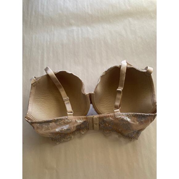 Victoria’s Secret Dream Angels Demi cup bra Womens Silver lace beige 34DDD - Picture 2 of 8